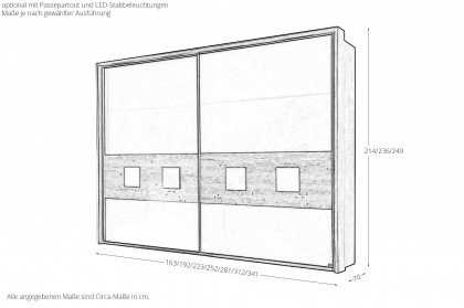 Multiline von SCHÖNER WOHNEN - Schwebetürenschrank mit Quadratabsetzungen