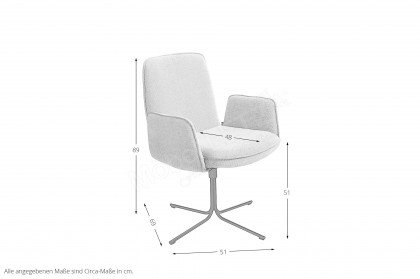 6339 von K+W Polstermöbel - Stuhl mit schwarzem Gestell