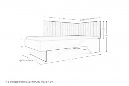 ZE+ von Rudolf - Bett mit Sockel 90x200 cm inklusive Kopf- und Rückenpolster