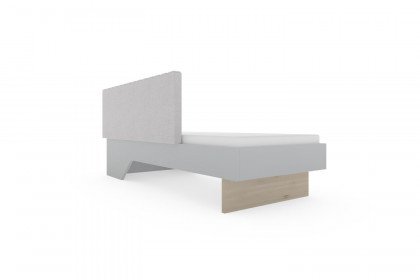 ZE+ von Rudolf - Sockelbett 90x200 cm hellgrau mit Kopf- & Rückenlehne