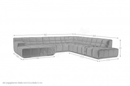 Temple von designwerk - XXL-Sofa Variante rechts moss