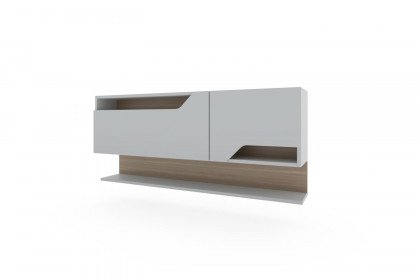ZE+ von Rudolf - Hängeschrank ca. 140 cm breit hellgrau - Nussbaum natur