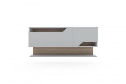 ZE+ von Rudolf - Hängeschrank ca. 140 cm breit hellgrau - Nussbaum natur