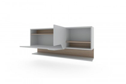 ZE+ von Rudolf - Hängeschrank ca. 140 cm breit hellgrau - Nussbaum natur