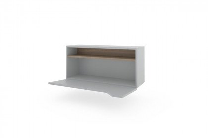 ZE+ von Rudolf - Hängeschrank ca. 140 cm breit hellgrau - Nussbaum natur