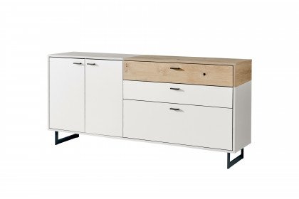 Mario von IDEAL Möbel - Sideboard in Modern white mit Eichenfurnier