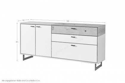 Mario von IDEAL Möbel - Sideboard in Modern white mit Eichenfurnier