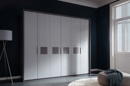 Multiline von SCHÖNER WOHNEN - Drehtürenschrank mit Quadrateinlagen grau - weiß
