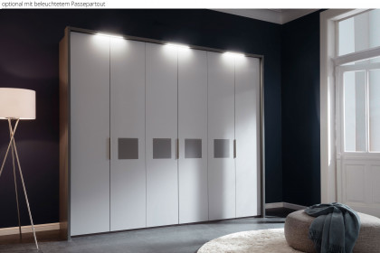 Multiline von SCHÖNER WOHNEN - Drehtürenschrank mit Quadrateinlagen grau - weiß