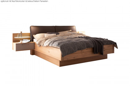Multiline von SCHÖNER WOHNEN - Balkeneiche-Bett mit braunem Kunstleder-Kopfteil