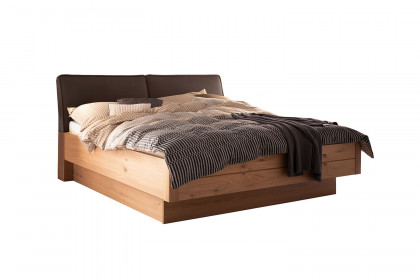 Multiline von SCHÖNER WOHNEN - Balkeneiche-Bett mit braunem Kunstleder-Kopfteil