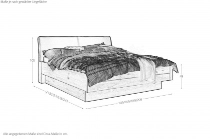 Multiline von SCHÖNER WOHNEN - Balkeneiche-Bett mit braunem Kunstleder-Kopfteil