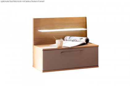Multiline von SCHÖNER WOHNEN - Balkeneiche-Bett mit braunem Kunstleder-Kopfteil