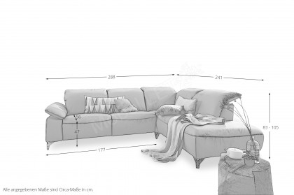 MR 370 von Musterring - Ledercouch Variante rechts grey