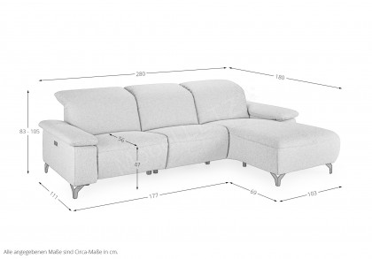 MR 370 von Musterring - Ledersofa Variante rechts brown