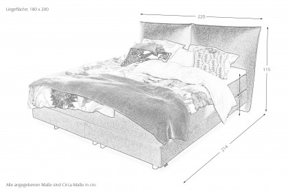 Vita von SCHÖNER WOHNEN - Boxspringbett 180 dunkelgrau