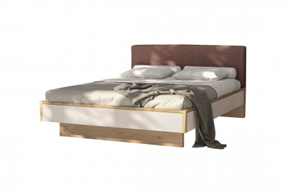 V/lacera sleeping von Voglauer - Bett taupe mit Polsterkopfteil kupfer