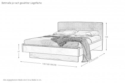 V/lacera sleeping von Voglauer - Bett taupe mit Polsterkopfteil kupfer