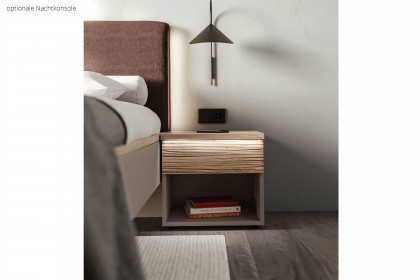 V/lacera sleeping von Voglauer - Bett taupe mit Polsterkopfteil kupfer