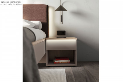 V/lacera sleeping von Voglauer - Bett taupe mit Polsterkopfteil kupfer