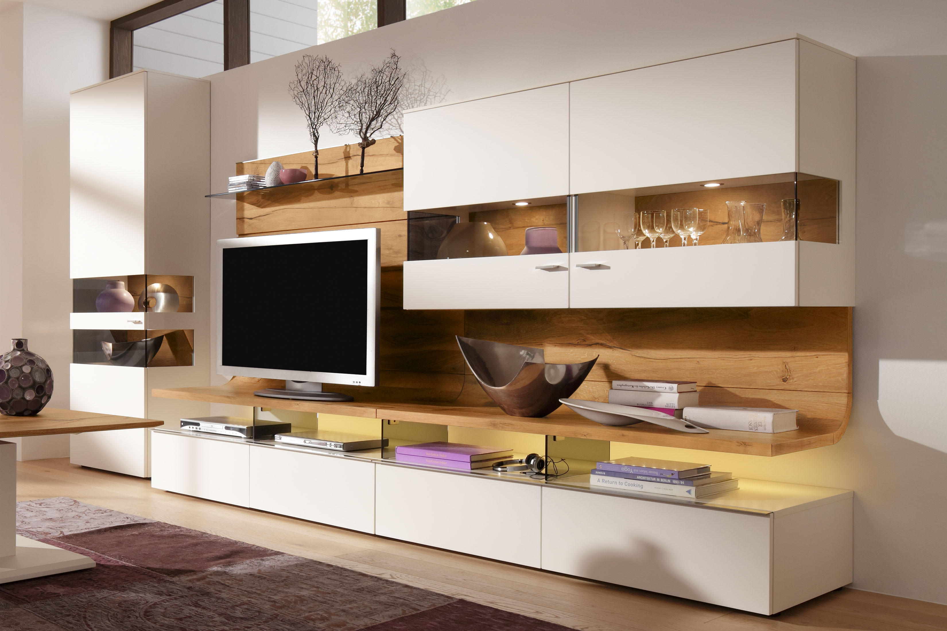 Gwinner Wohndesign Wohnwand Felino FE3 wei? Astnussbaum natur : Gwinner Felino Beleuchtung Gwinner Felino Beleuchtung : Gwinner Wohndesign Wohnwand Felino FE3 wei? Astnussbaum natur