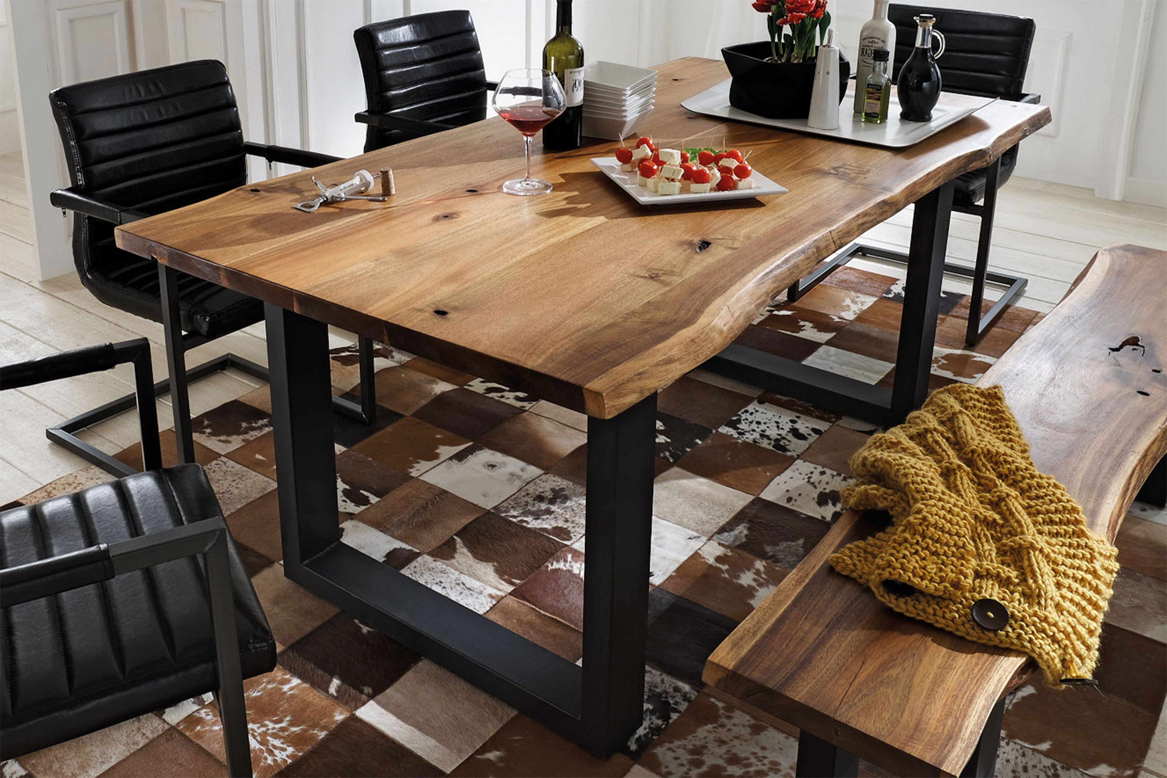 Esstisch Tischplatte Massives Akazienholz 180 x 90 cm Tisch Esszimmer Küche Neu 