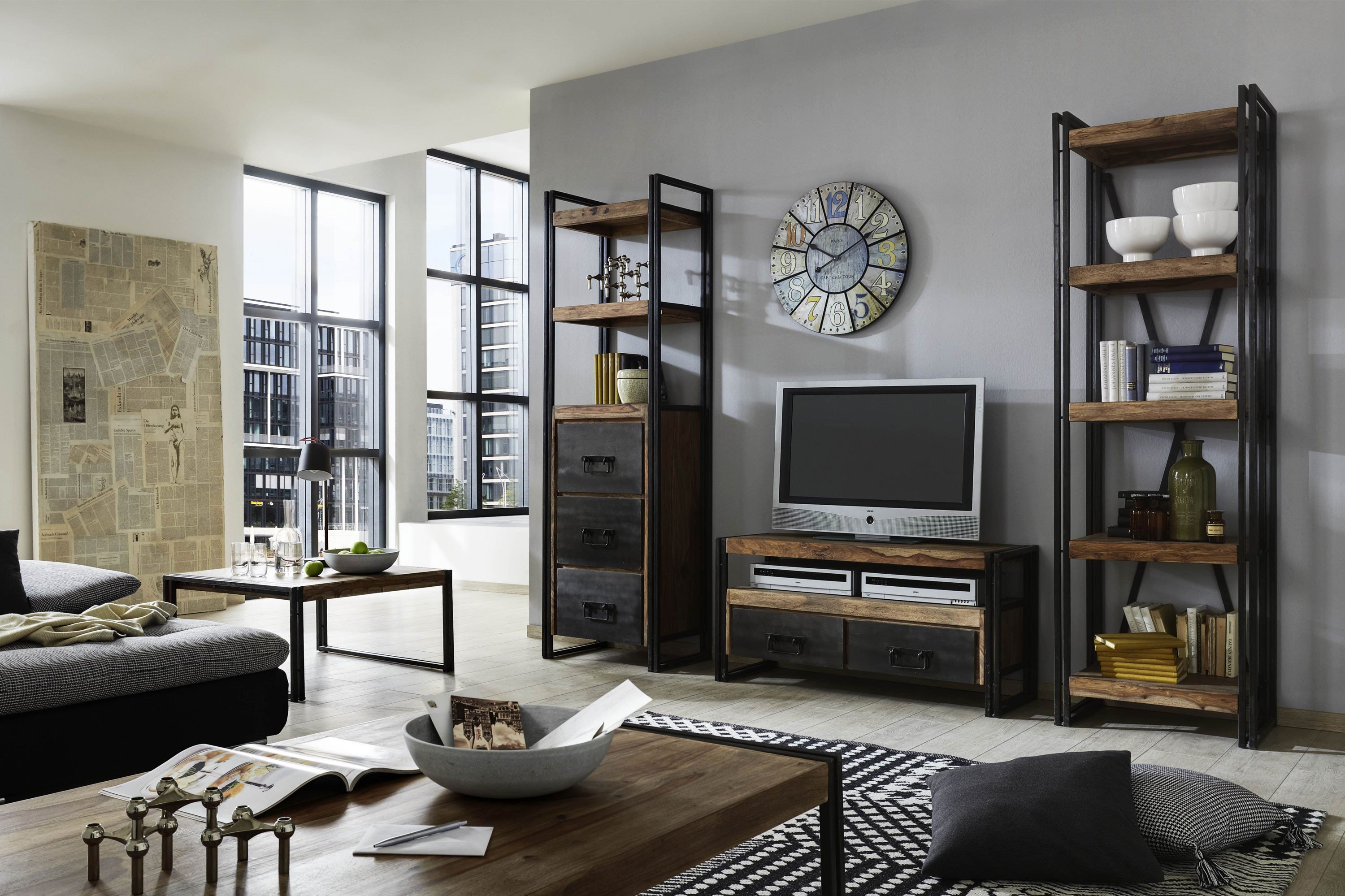 SIT Möbel Wohnwand Panama aus Akazie/ Altmetall | Möbel Letz - Ihr  Online-Shop