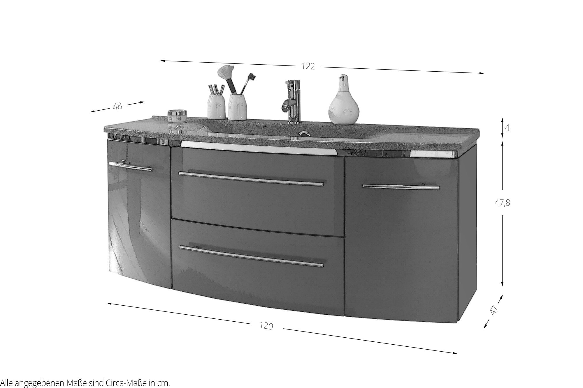 Möbel Waschtisch Marlin anthrazit Online-Shop inkl. 3040 Ihr | Badezimmer - Letz