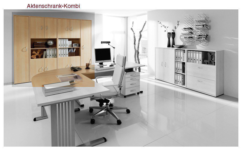 Welle Büro Combi+ 2 Schreibtisch in Ahorn | Möbel Letz ...