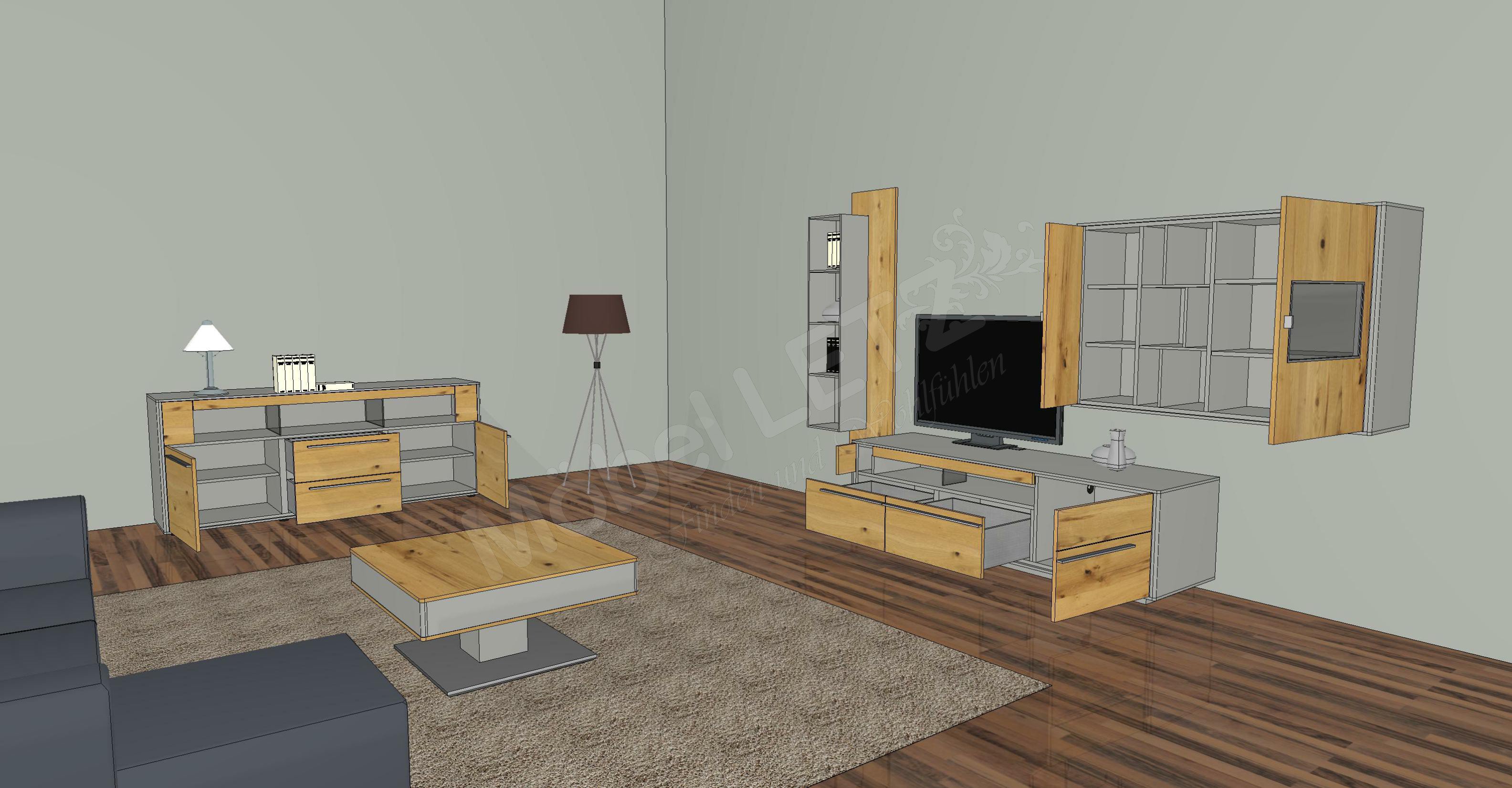 Wohnwand von Gwinner Wohndesign Modell Piana Giorgia PN5 Lack fango Wohnwand von Gwinner Wohndesign Modell Piana Giorgia PN5 Lack fango
