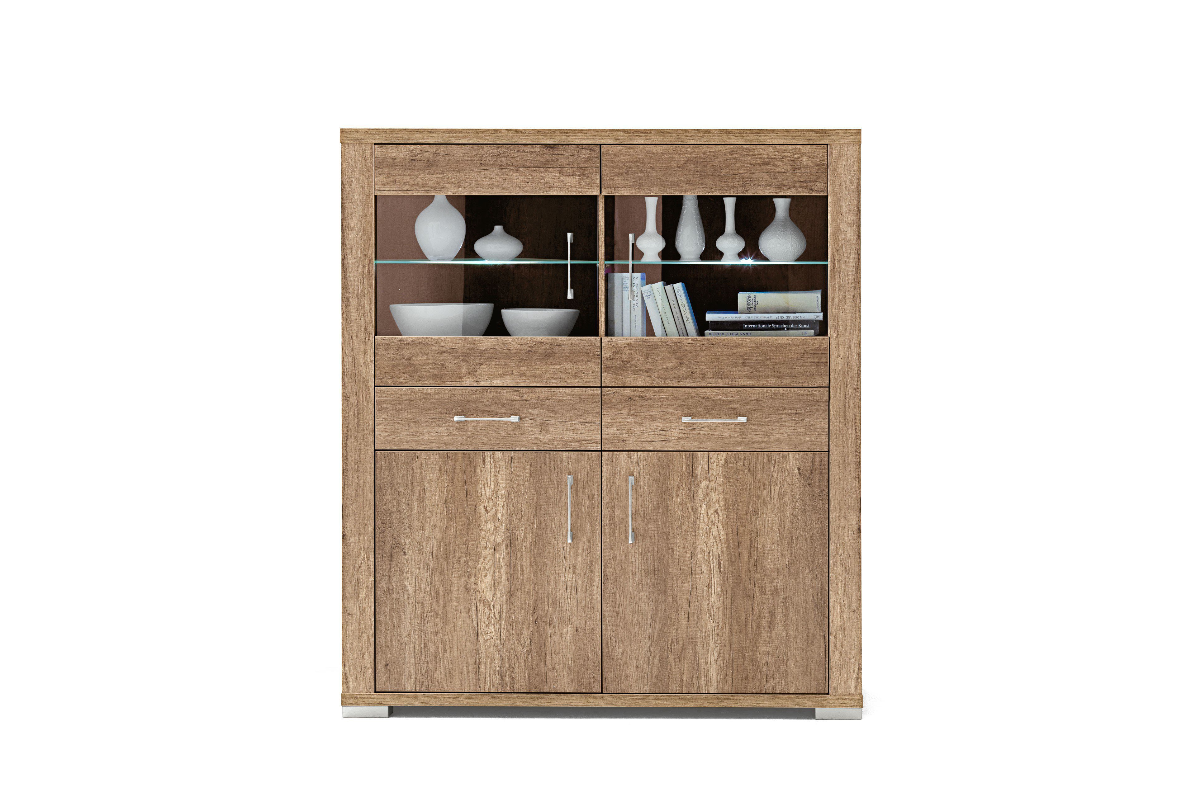 Mäusbacher Highboard Matti 0605_22-2GL Wildeiche trüffel - Möbel Letz ...