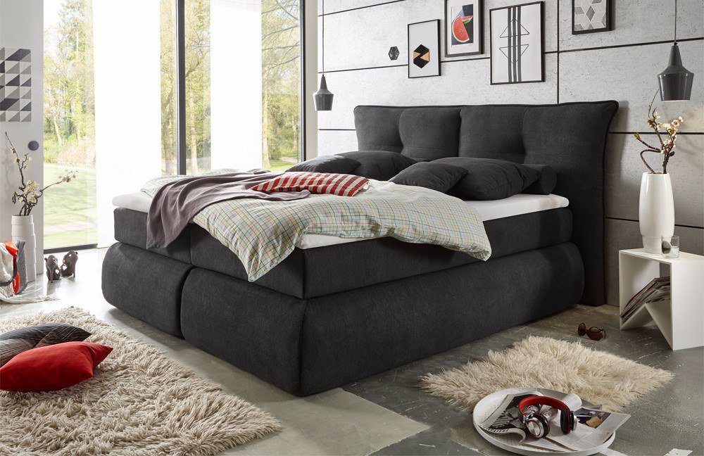 Boxspringbett Liverpool Black Red White In Anthrazit Mobel Letz Ihr Online Shop