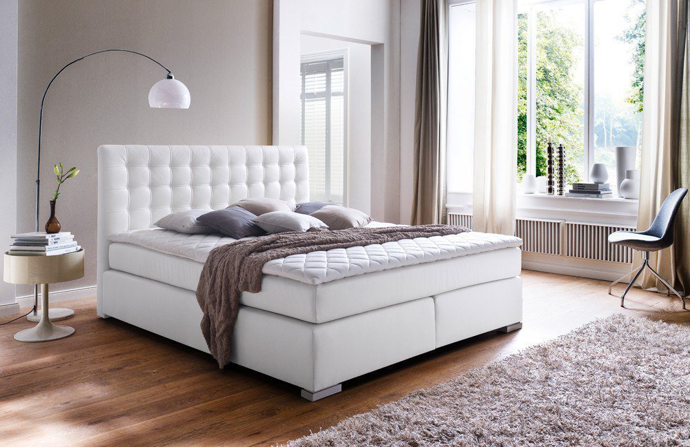 Meise möbel boxspringbett isa in weià mit gestepptem kopfteil ...