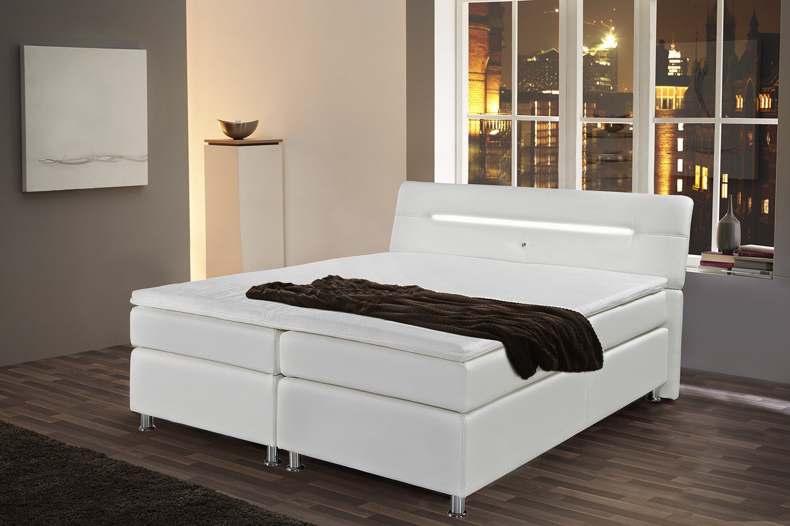 Jockenhöfer lotta boxspringbett in weià mit led beleuchtung am ...