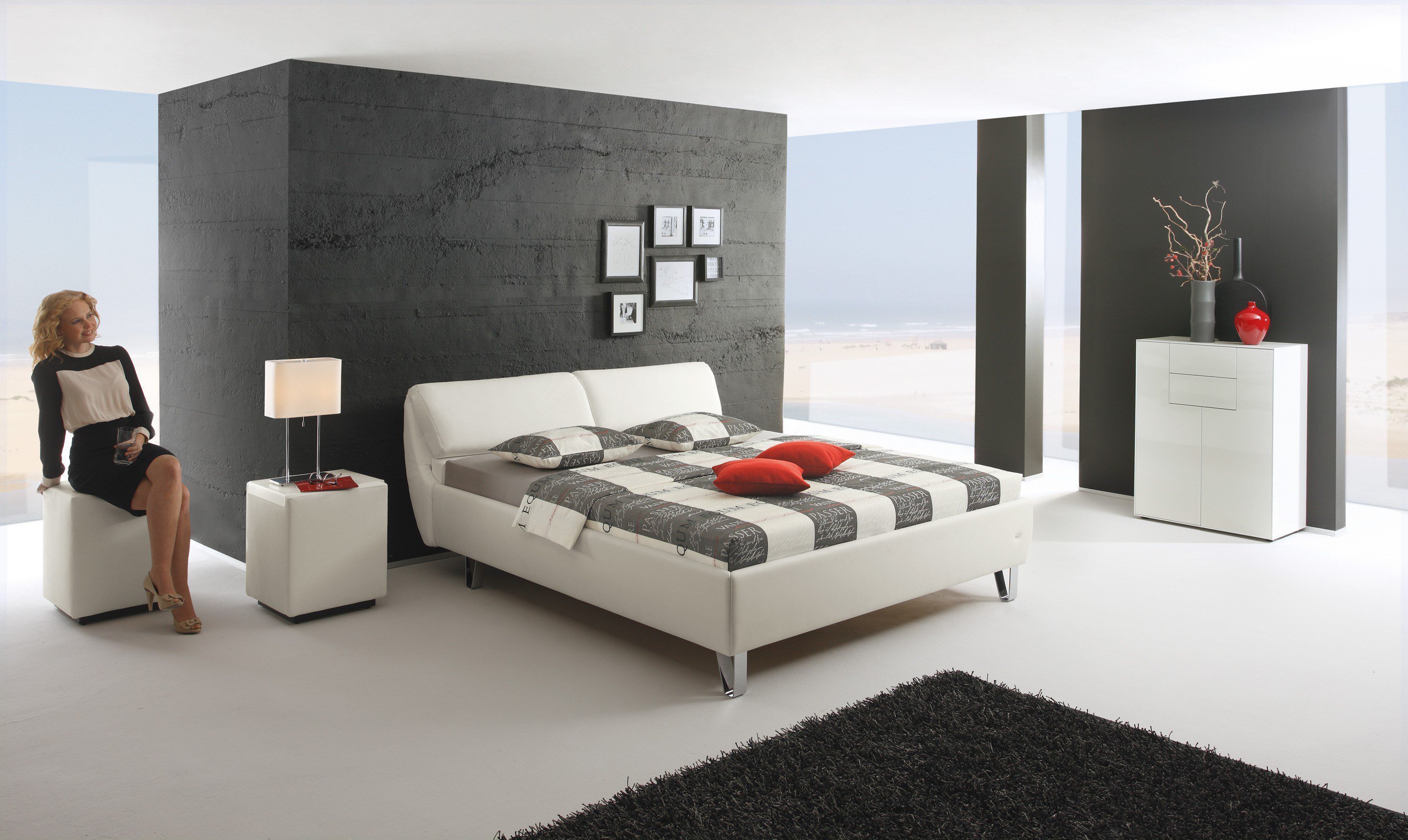 Ruf betten polsterbett loftline in weià mit hochstellbarem ...