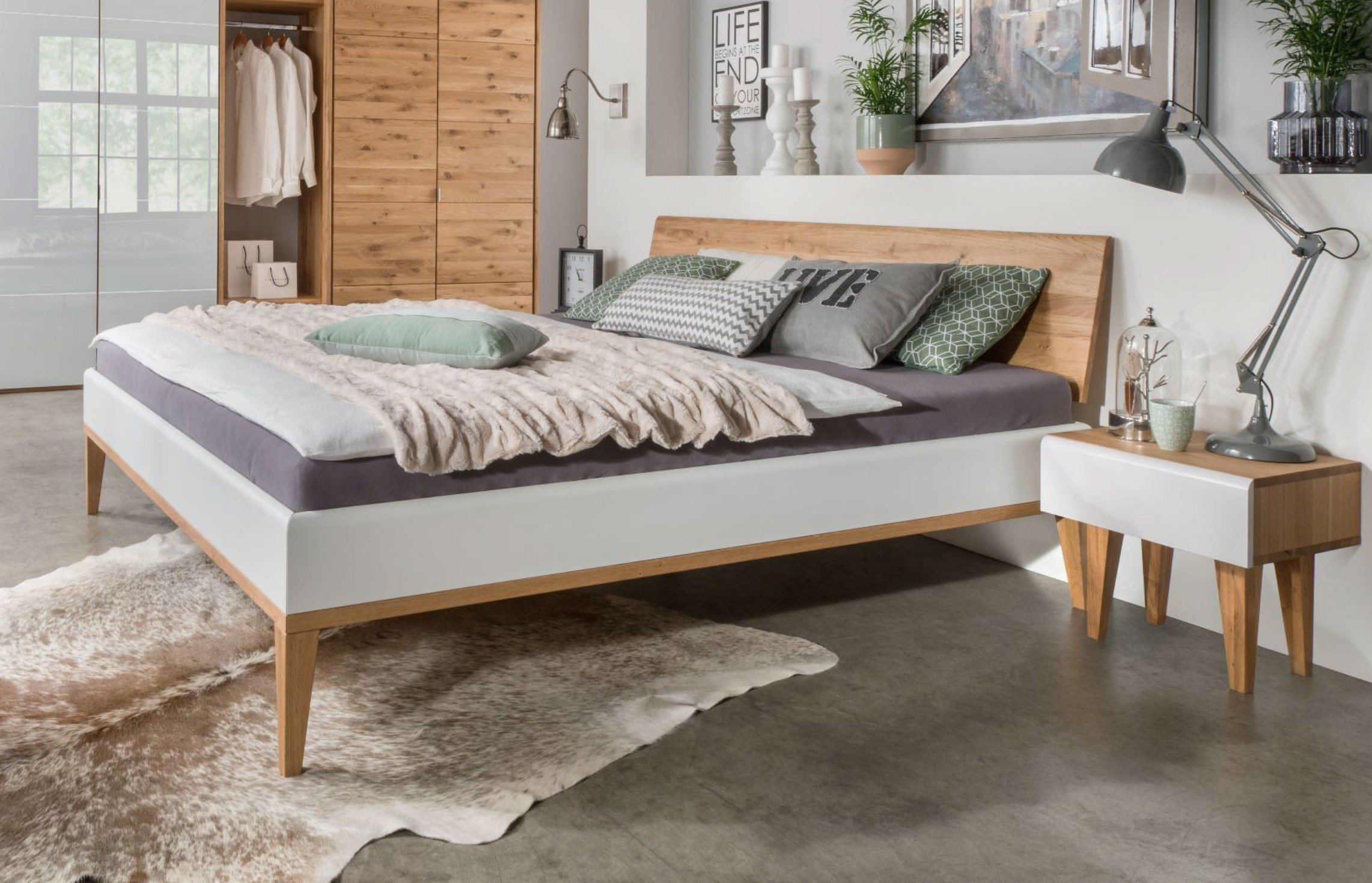 m&h Schlafzimmer-Set Wildeiche & Weißglas | Möbel Letz - Ihr Online-Shop