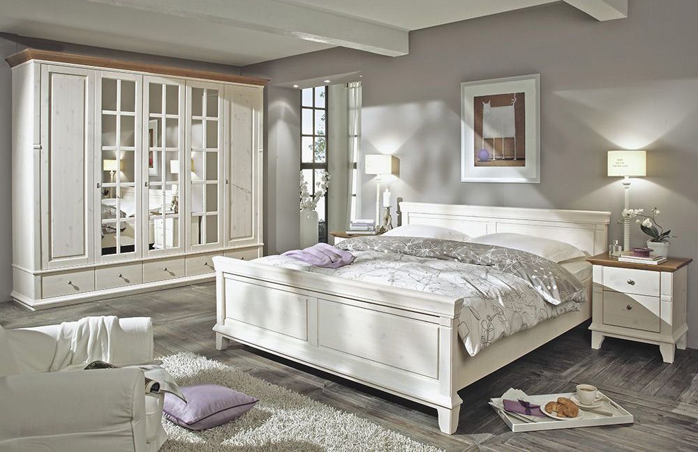 Schlafzimmer set kiefer massiv mit braunen absetzungen georgia ... Schlafzimmer braun