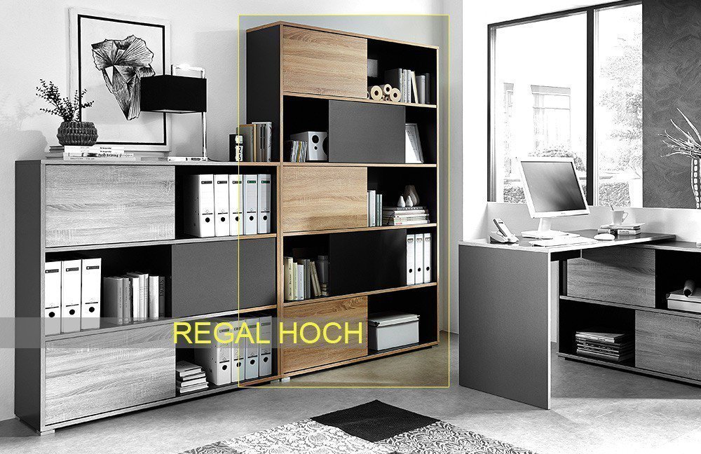 Möbel anthrazit-Eiche Germania Büromöbel Slide | Online-Shop Ihr Letz -