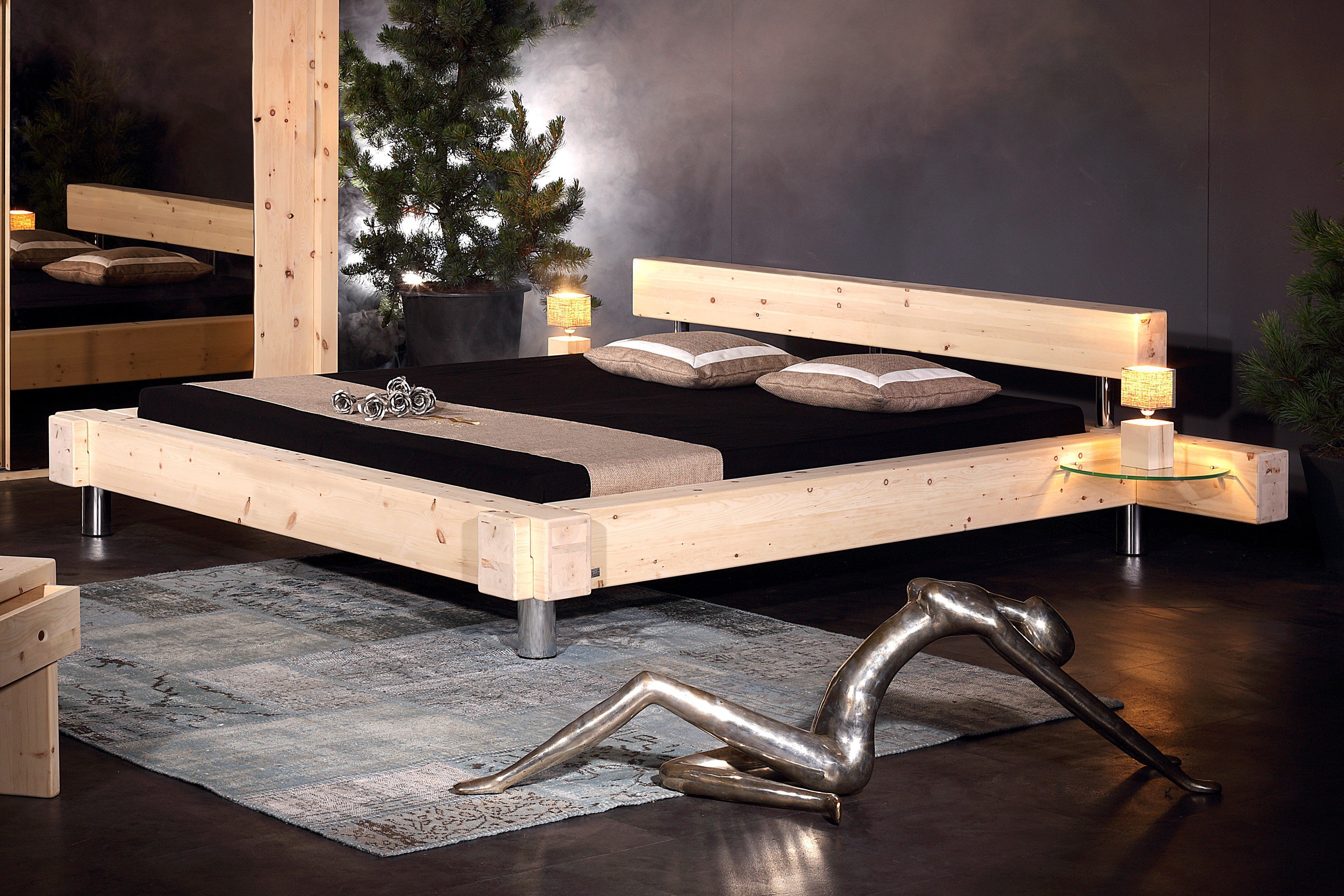 Balken-Bett von Sprenger Möbel - Schlafzimmer-Set Zirbe