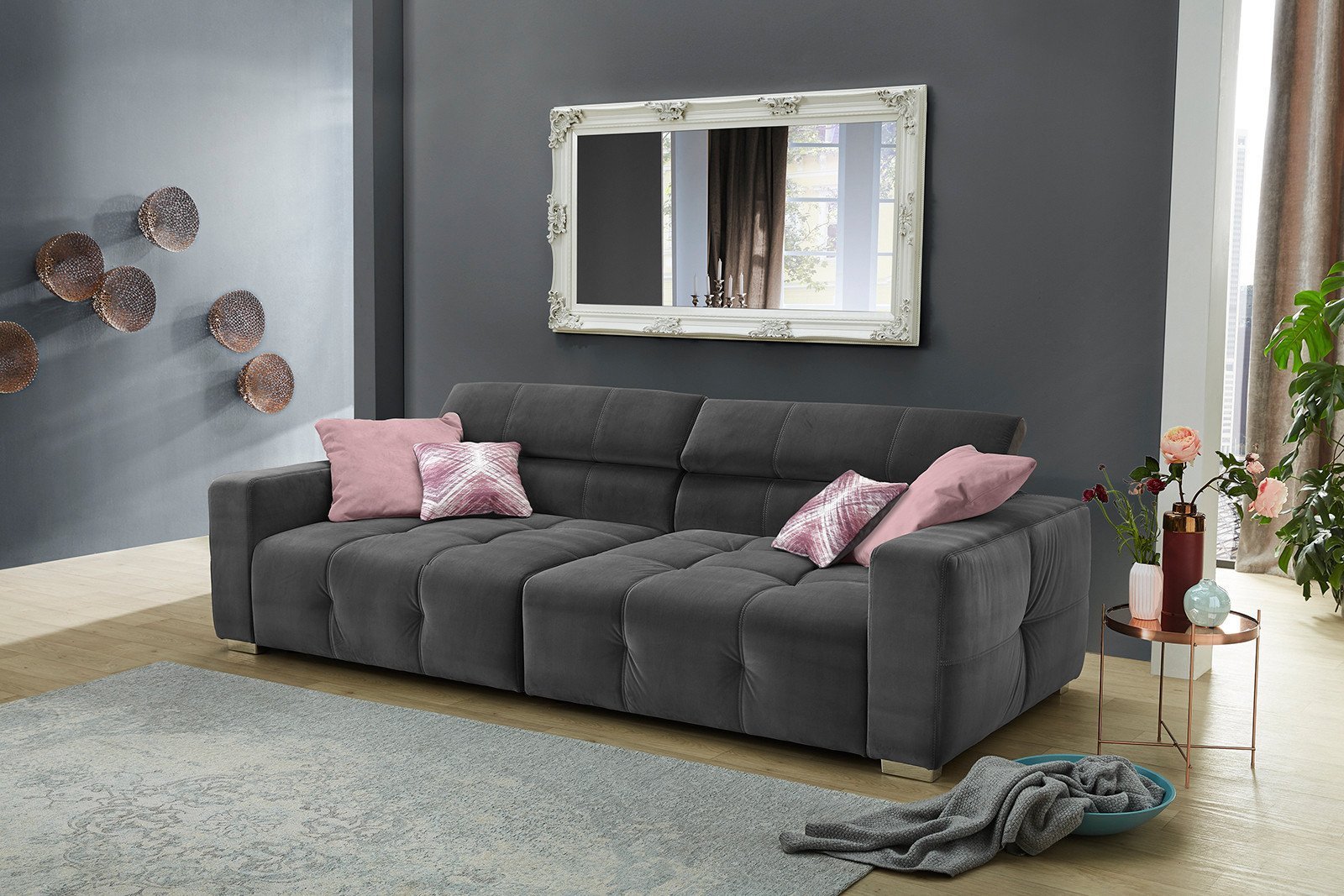 Jockenhöfer Polstermöbel Trento XXL-Sofa in Letz Online-Shop Ihr Möbel Grau - 