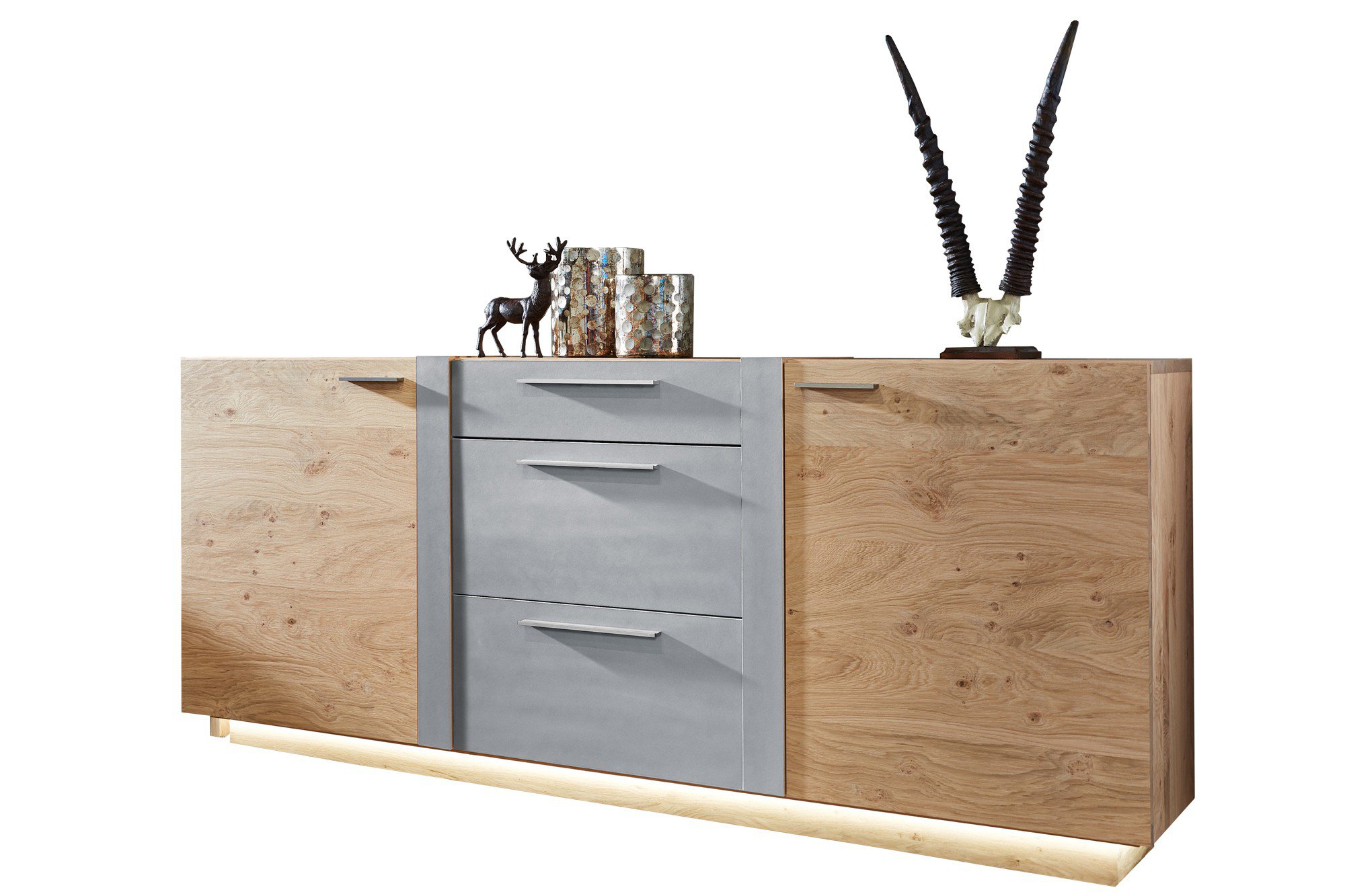 Schröder Möbel Sideboard Kitzalm Alpin Eiche/ Aluminium-Akzent | Möbel