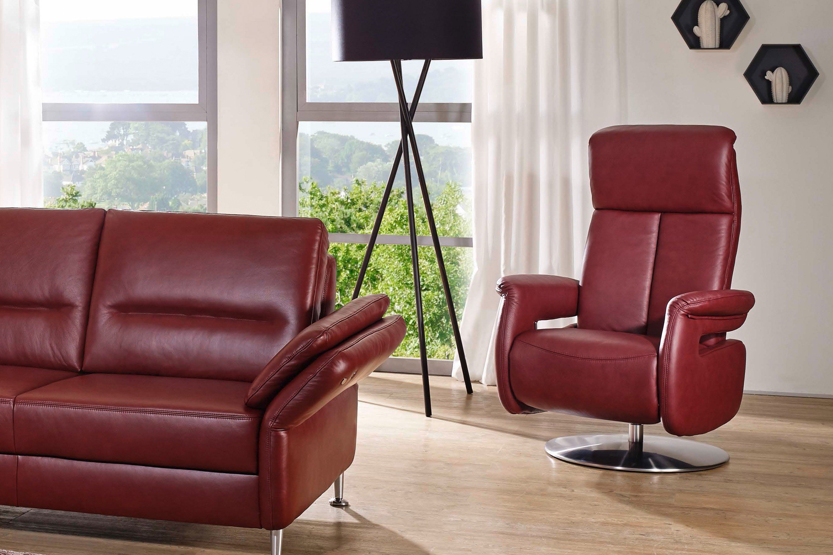 F+S Polstermöbel 140 New Easyline Ledergarnitur in Dunkelrot | Möbel