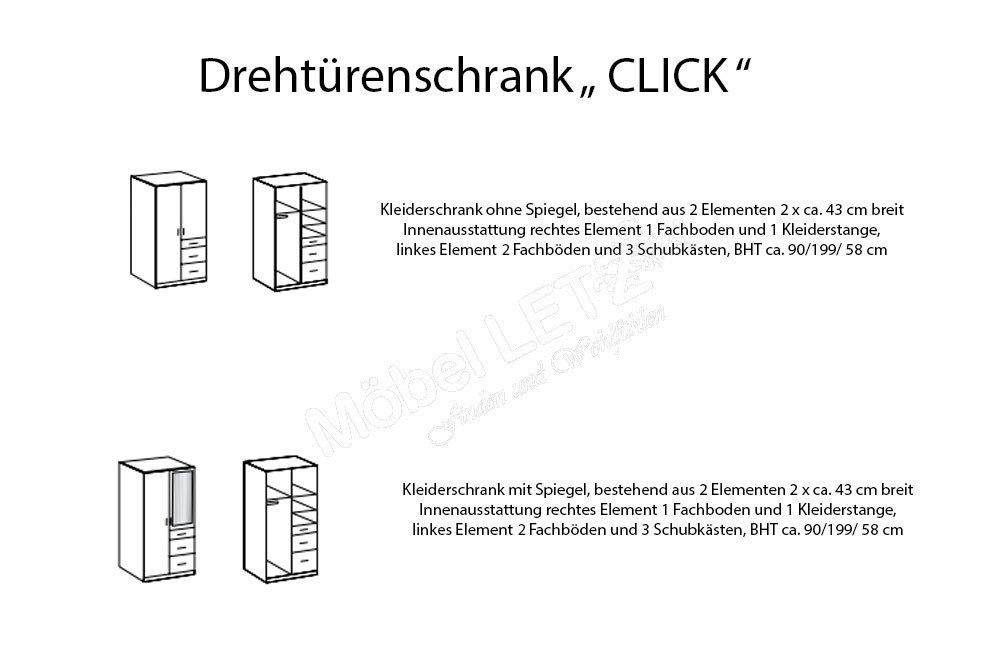 Wimex Schrank Click Plankeneiche-Nachbildung/ weiß | Möbel Letz - Ihr  Online-Shop