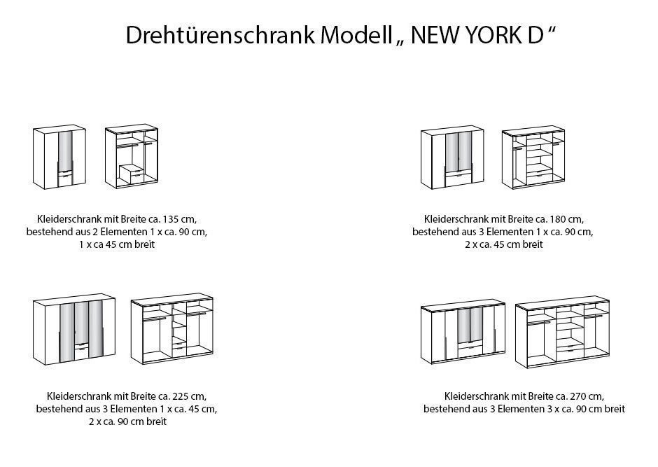 Wimex Kleiderschrank New York D in Weiß | Möbel Letz - Ihr Online-Shop
