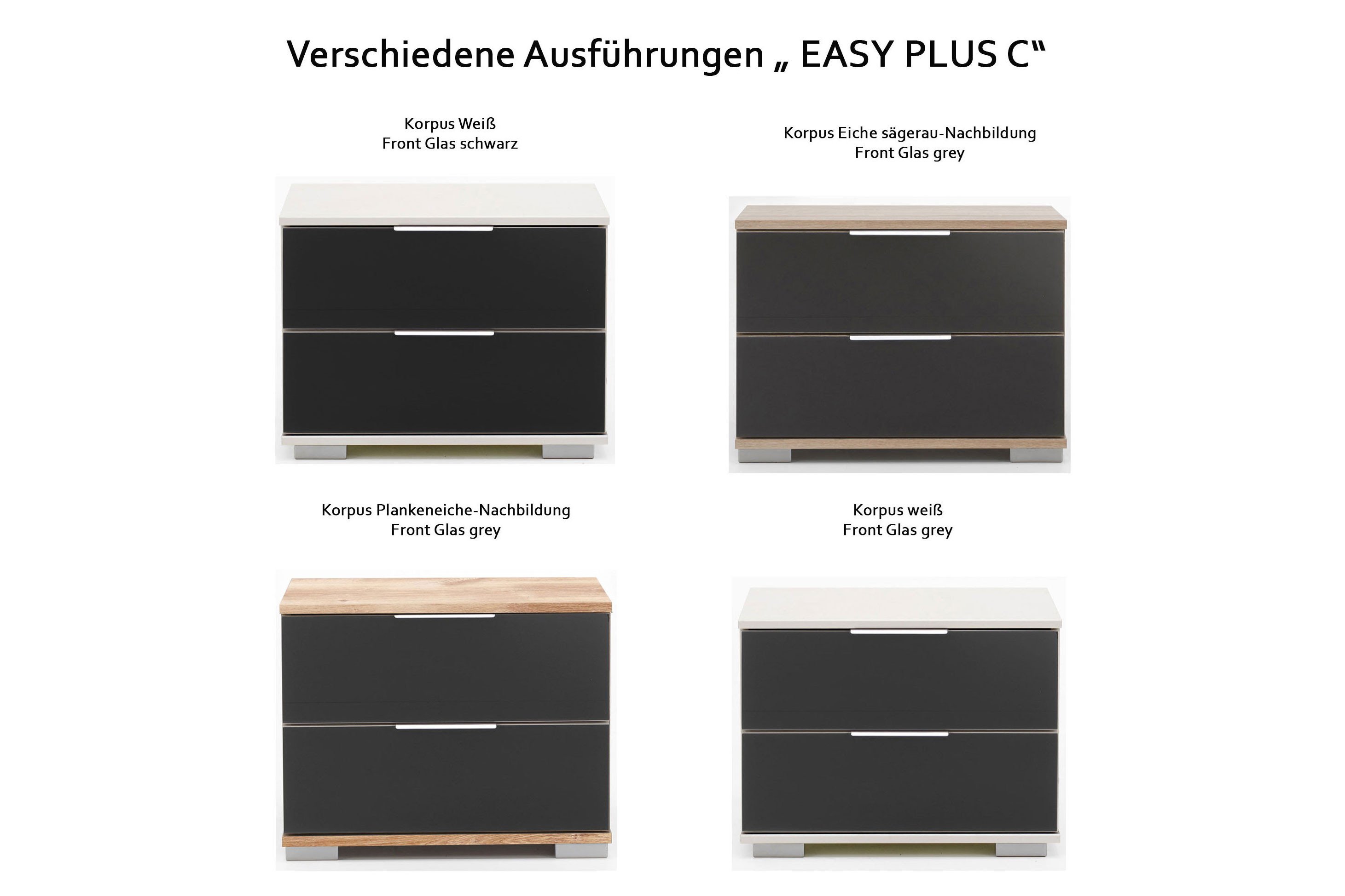 Wimex Nachtkonsole Easy Plus Korpus weiß/ Glas grey | Möbel Letz - Ihr  Online-Shop