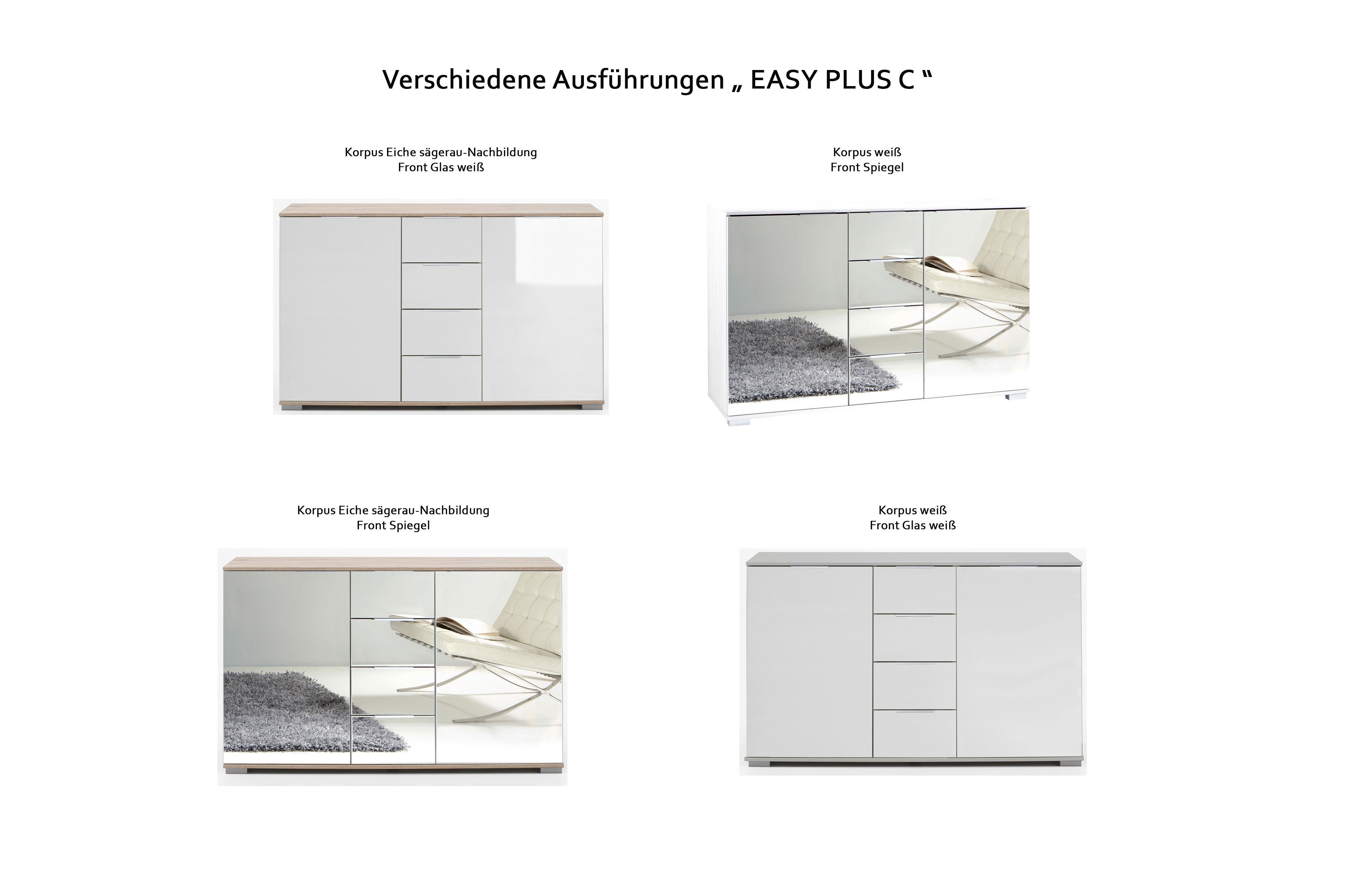 Wimex Kommode Easy weißer Ihr | Online-Shop - Letz Plus Möbel Glasfront mit