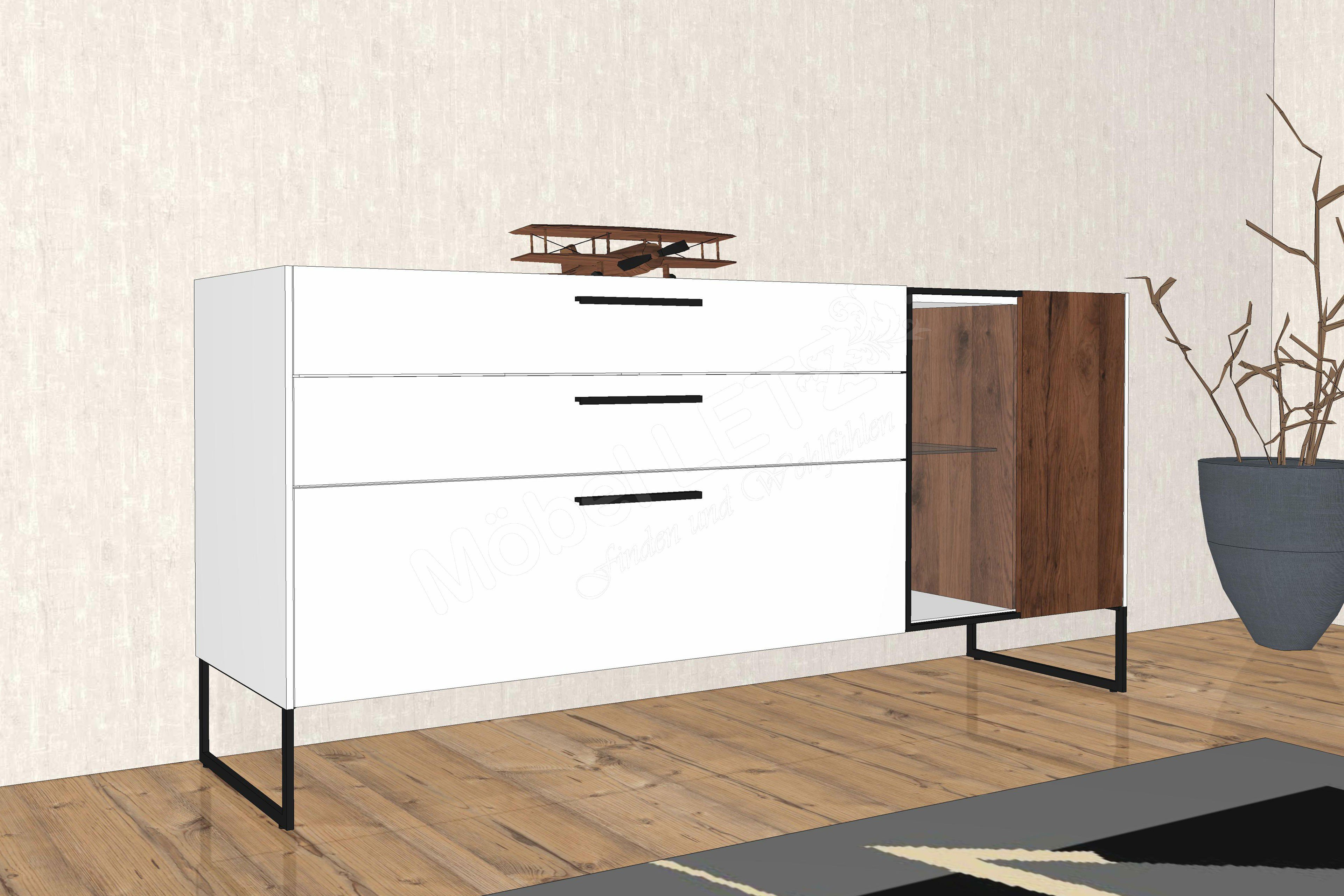 Gwinner Sideboard Block BG23SV weiß/ Balkeneiche Möbel