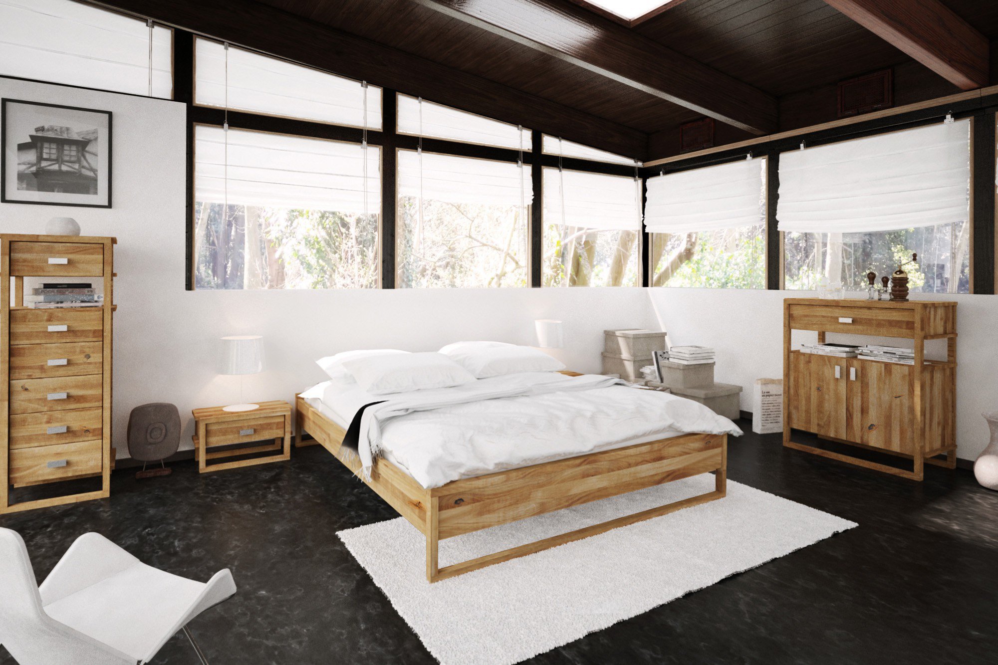 The Beds Minimal FutonDoppelbett Wildeiche geölt Möbel Letz Ihr