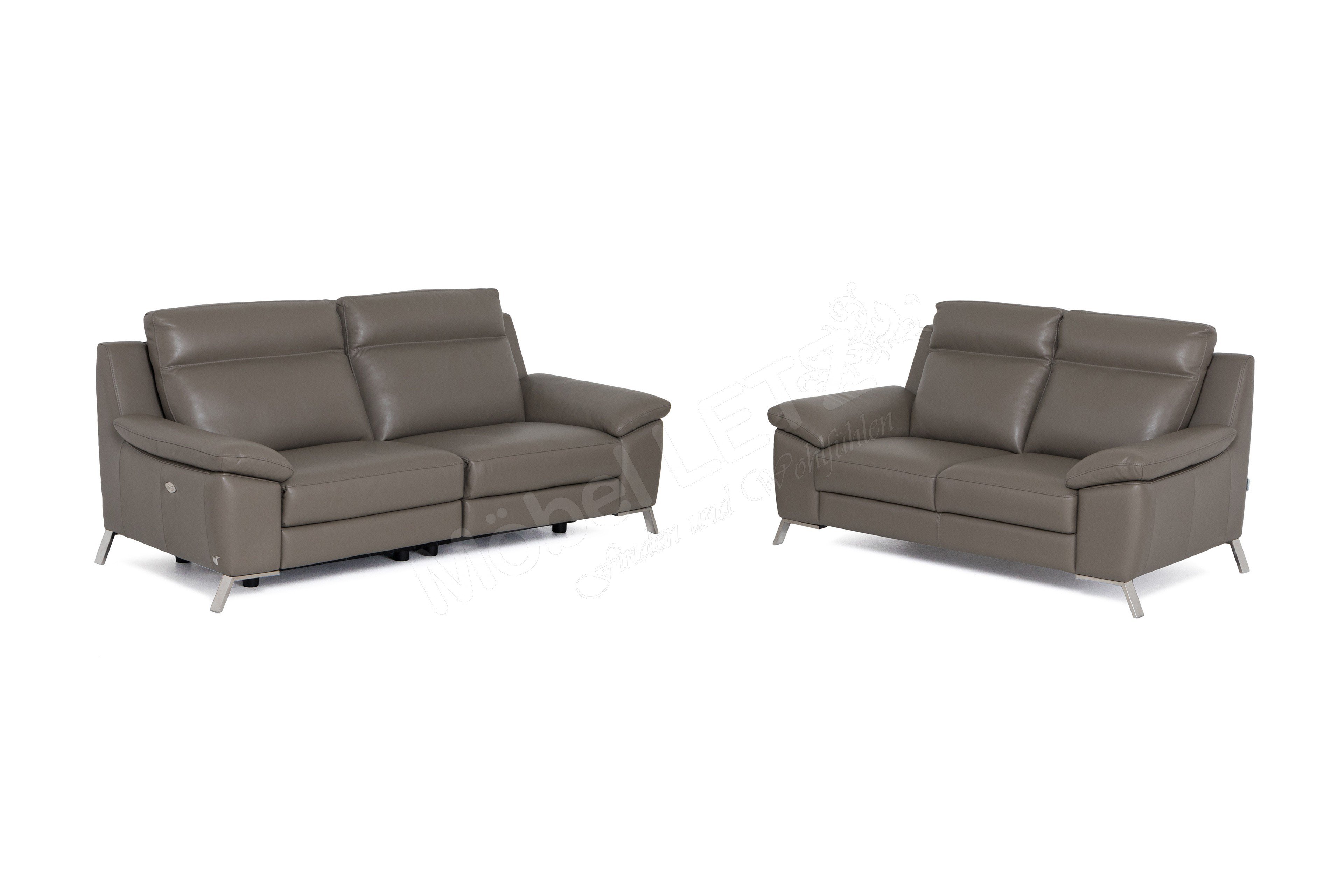 Calia Italia Roby Sofa-Duo aus Leder grau-braun | Möbel Letz - Ihr  Online-Shop