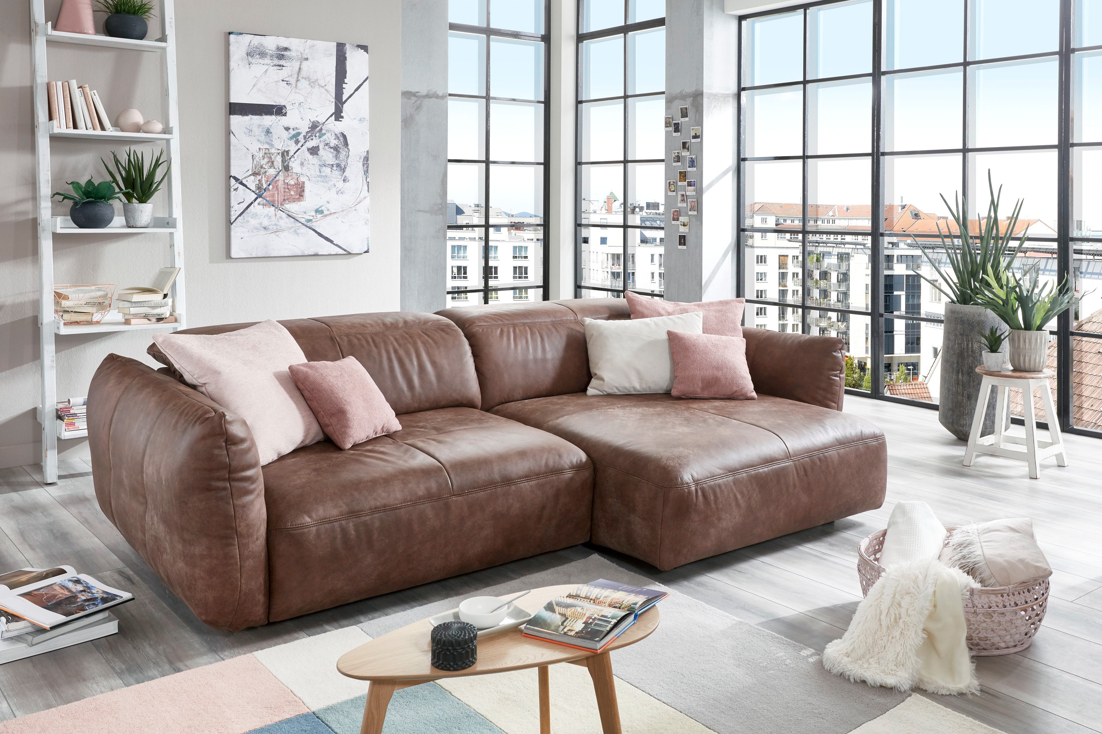 Poco Polstermöbel Prato Ledersofa braun Möbel Letz Ihr